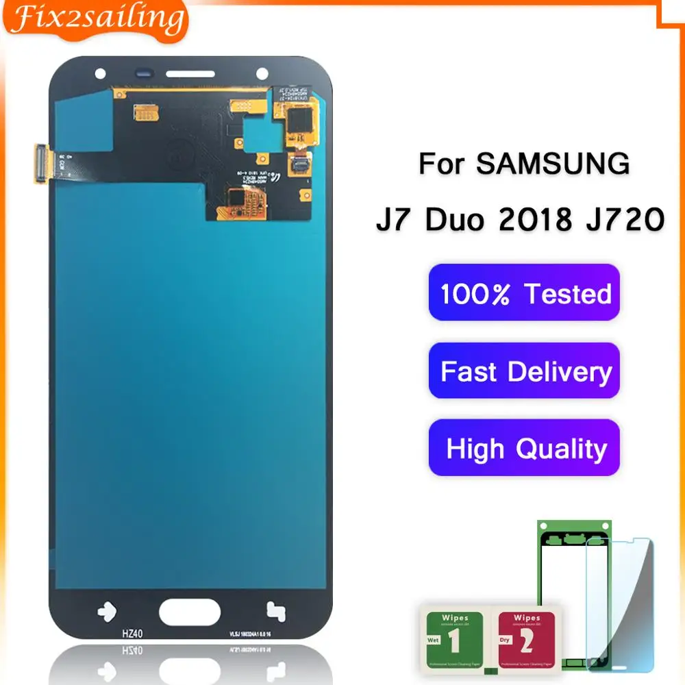 FIX2SAILING Super AMOLED LCD For Samsung Galaxy J7 Duo 2018 J720 J720F SM-J720 Display Touch Screen Digitizer Replacement | Запчасти для
