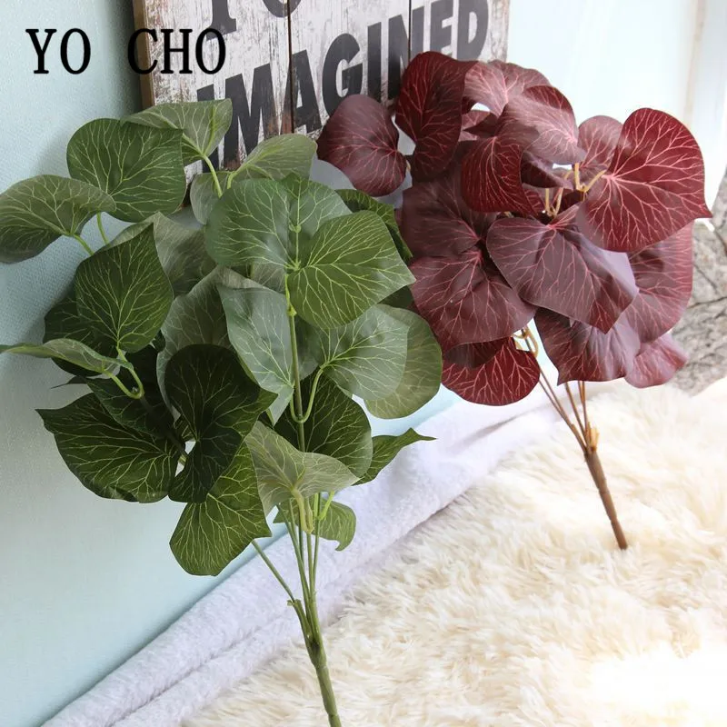 Artificial Silk Magnolia Plant Branch Green Red Leaves Home Garden Accessories Photography Decorative Fake | Дом и сад