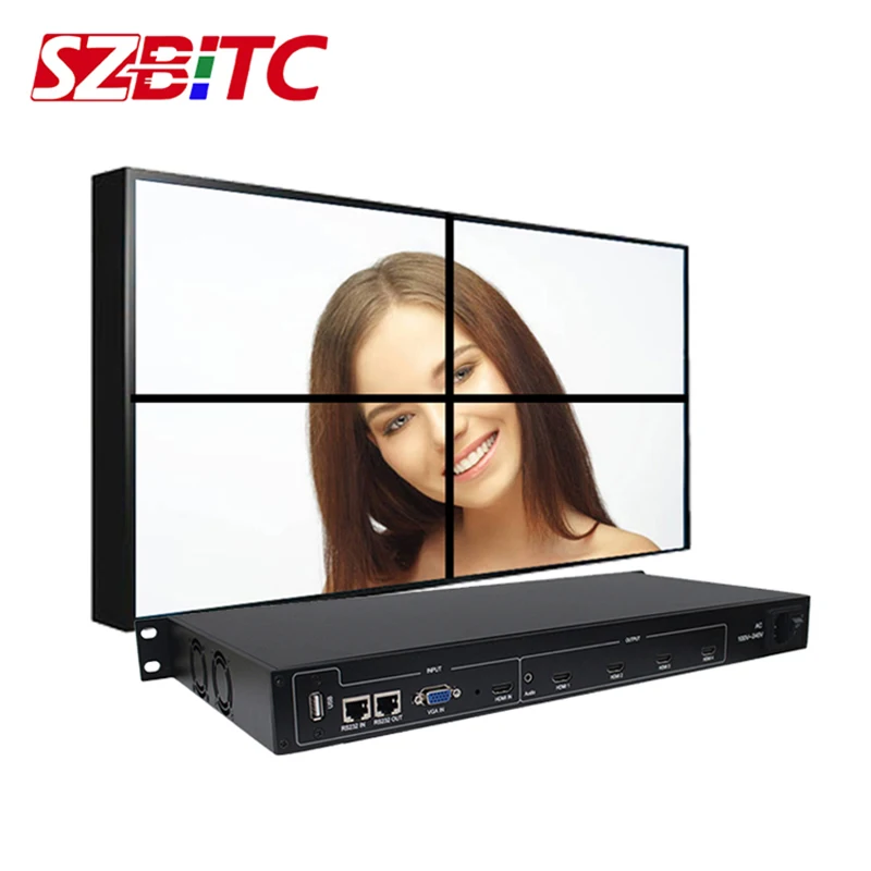  SZBITC Video Wall Controller 2x2 1x3 1x4 Video Processor 2x3 3x3 Video 180 degrees Rotation 1080P R