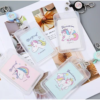 

My little pony new creative bus card set cartoon elastic rope hanging neck card holder student ID card set credit card wallet
