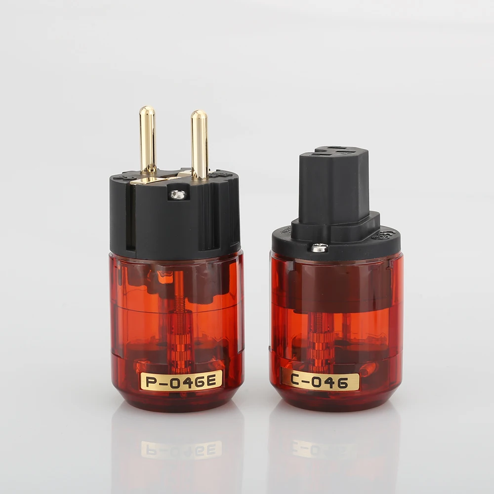 

HI-End P046E + C046 позолоченная латунная Вилка питания SCHUKO, Европейский разъем питания HI-Fi, вилка переменного тока для ЕС
