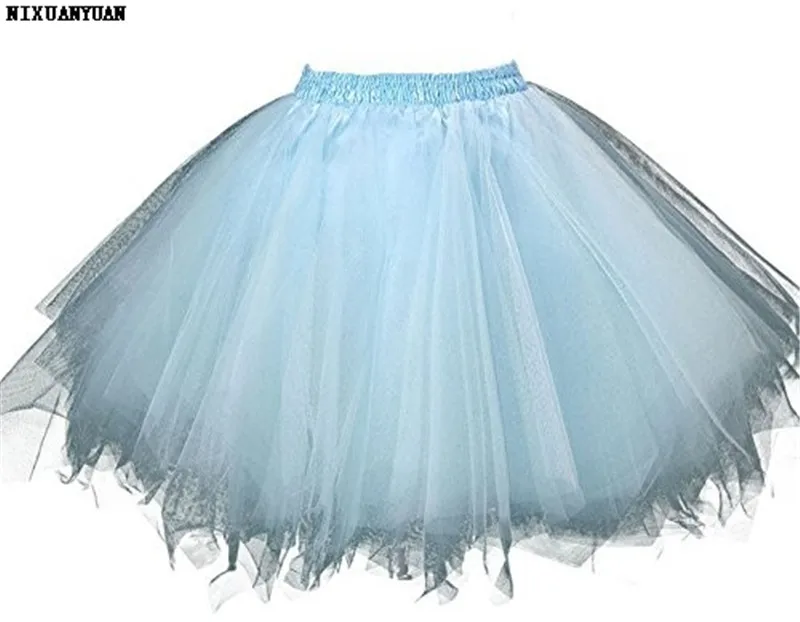 Новинка короткая тюль для нижней юбки женские эластичные слои летняя юбка пачка для взрослых Нижняя юбка рокабилли - Цвет: Light Blue