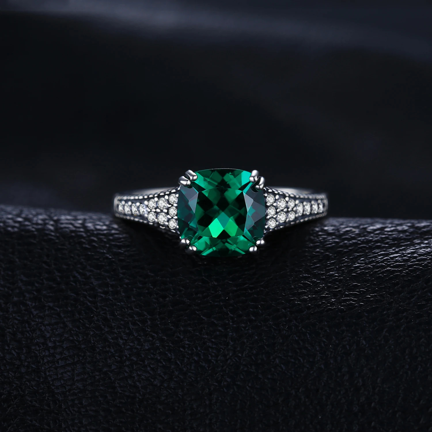 Jewelrypalace классический 3.3ct Подушки-cut синий создания Сапфир Свадебные Обручение Юбилей кольцо для Womne S925 серебро