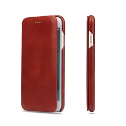 Premium Genuine Leather Flip Cover with Built - in Magnet - iPhone 12 Mini (Brown)