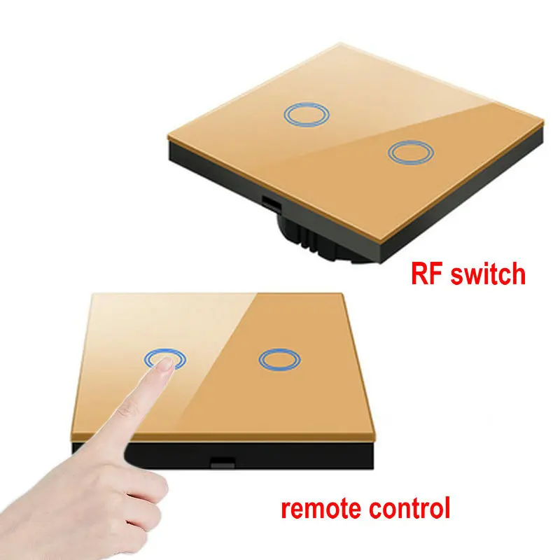 Настенный сенсорный выключатель Беспроводной RF 433 МГц переключатель панель форма пульт дистанционного управления передатчик для смарт-переключателя - Цвет: gold 2 gang