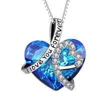 Женское модное ожерелье с синей подвеской, ювелирные изделия для мамы, девушки, подарок, буквы, сердце, кулон, ожерелье s