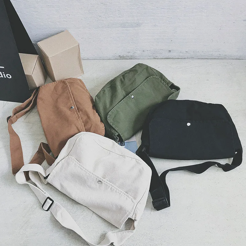 

Square Sling Bag Retro Canvas Women's Cool Crossbody Bag Cover Type Satchel Bag Harajuku-Style Literature And Art Fan Children