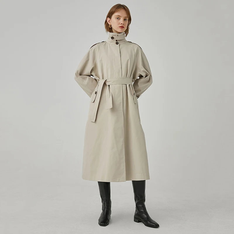 

loose Women Single Breasted Long Big Size Trench New Lapel Long Sleeve Loose Fit Windbreaker Fashion Tide Spring 2020 1R764