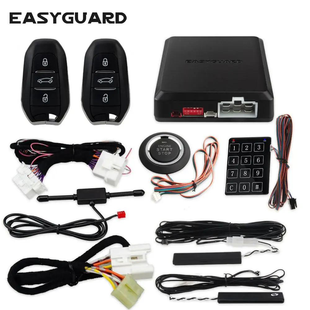 EASYGUARD keyless start stop kit fit for peugeot pke passive keyless entry remote engine start push to start password entry