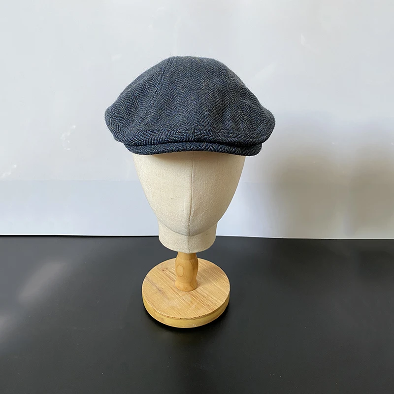 men's black beret hat Wool Newsboy Cap Men blue Herringbone Berets Women Men British Painters Hat Soft  Autumn Winter hats Octagonal Cap BLM382 mens fleece beret