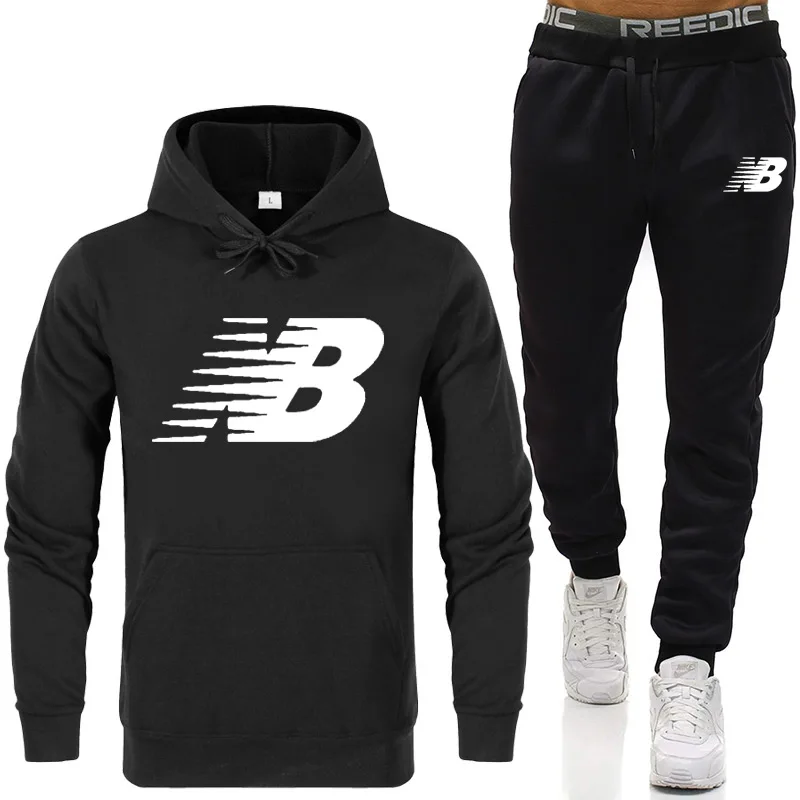 

2020 new men's winter running sportswear suit sweatshirt sweatpants training hoodie and pants 2-piece outdoor sportswear