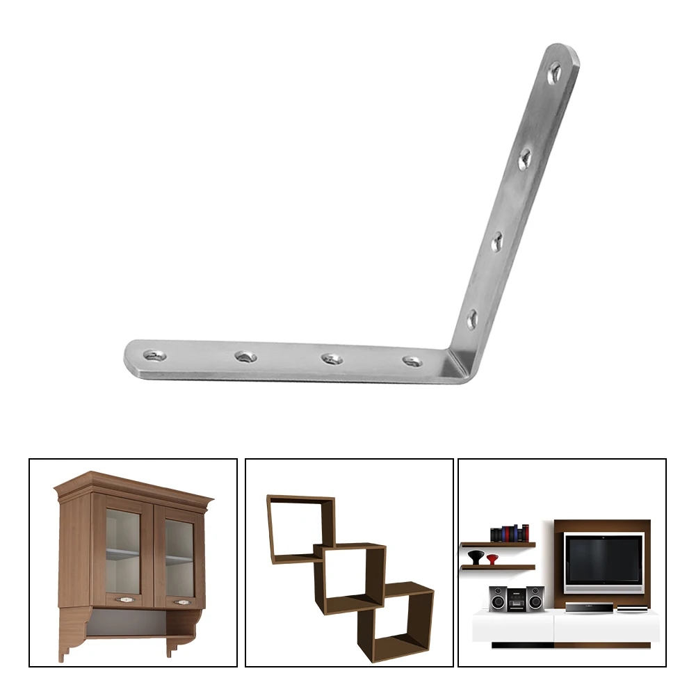 4Pcs Fastener Corner Brace L Shaped Wall Shelf Bracket Stainless Steel Furniture 90 Degree Sturdy Joint Fixture Support