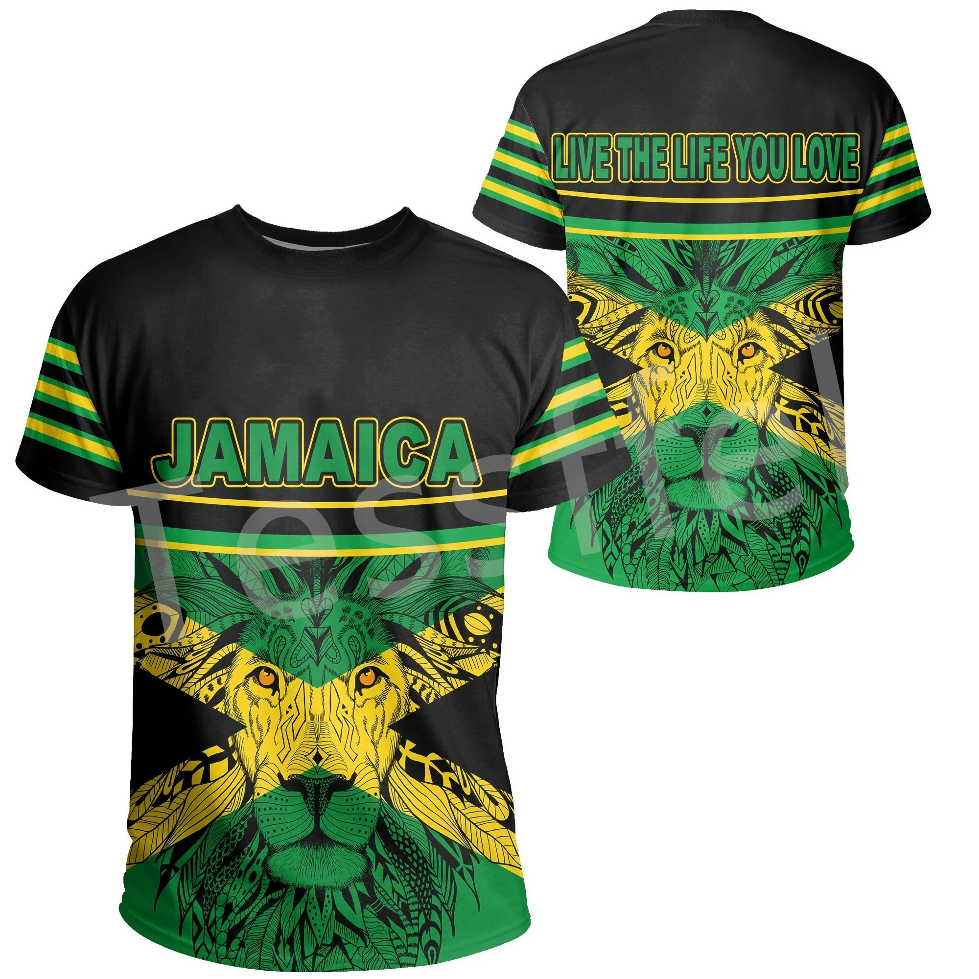 

Tessffel Country Flag Jamaica Lion Emblem Summer NewFashion 3DPrint T Men/Women Funny Casual Short Sleeve T-Shirts Streetwear B2