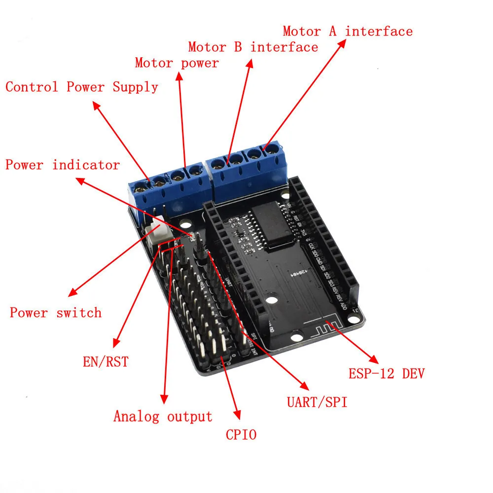 NodeMCU щит для платы двигателя L293D для ESP-12E от ESP8266 esp 12E комплект diy rc игрушка wifi rc умный автомобиль пульт дистанционного управления для Arduino