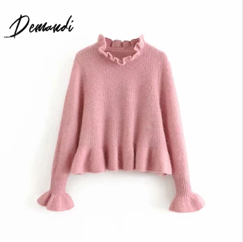 

Demandi girls' knitting sweater autumn and winter women's new loose lace collar knitting Alpaca Wool Women's sweater
