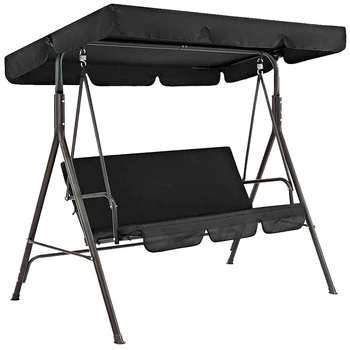 

Terrace Swing Chair Cover 2 Pieces / Set Universal Garden Chair Dustproof 3-Seater Outdoor Cover (Black)