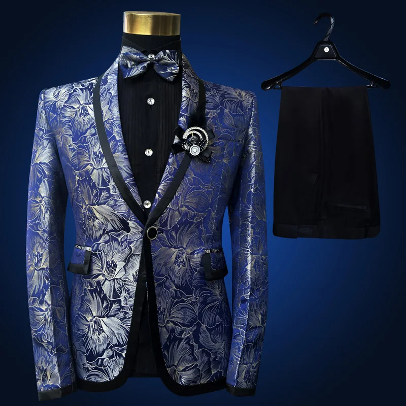 Золотой костюм Lastest пальто брюки дизайн Traje Hombre 4xl костюм Homme свадебные костюмы для мужчин сценический костюм смокинг Золотой Серебряный Синий
