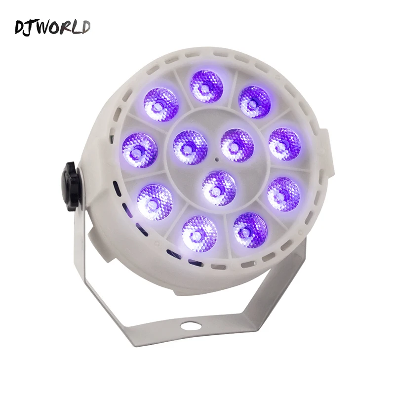 

DJworld Wireless Remote Control LED Flat Par 12x3W RGBW Lighting White Body Violet Color For DJ Disco Music Concert Ballroom Bar
