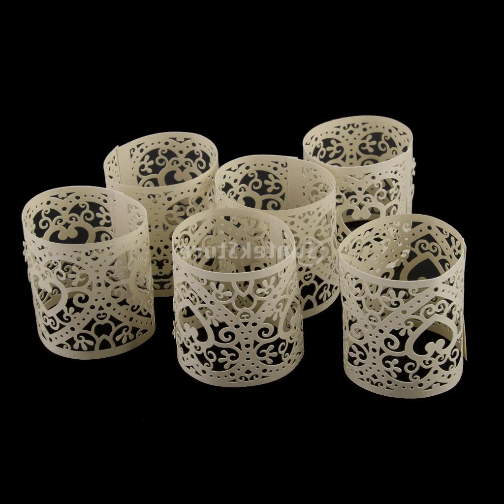 30pcs Heart Tea Light Candle Holders Flameless Candles Wrap Gift for Wedding Hollow love Heart Pattern Party Favors