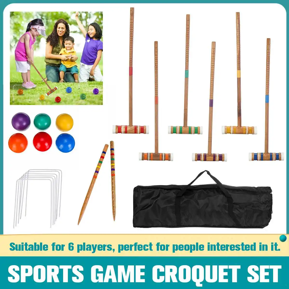 Outdoor Game Sport Gate Ball Croquet Croguet 1 Set for 6 Players luxury