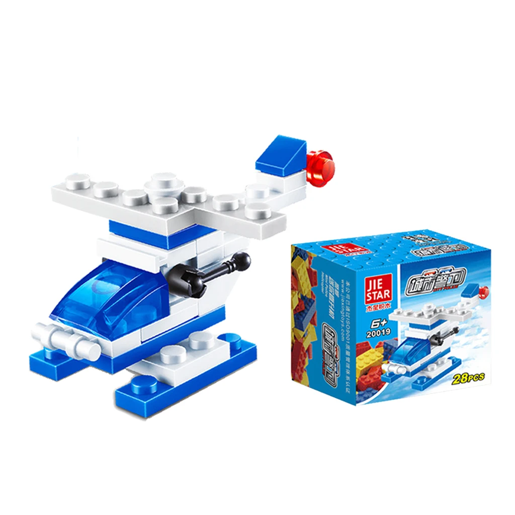 Plastic Mini DIY Building Blocks Car Fire Engine Model For Kids Toys Blue