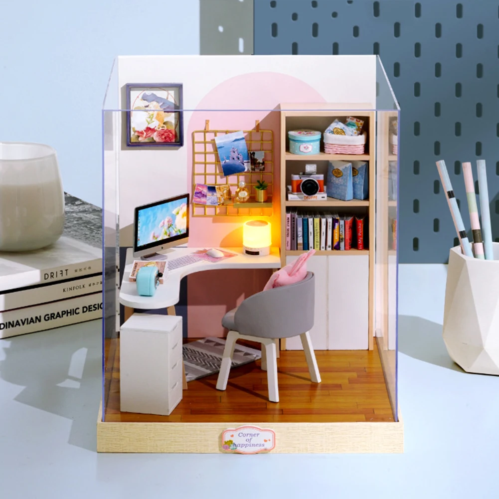 DIY 3D миниатюрный пылезащитный светодиодный деревянный кукольный домик модель головоломка игрушка на день рождения Рождественская кукла аксессуары подарки мебель чехол