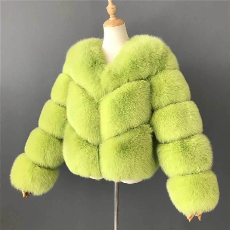 Женское зимнее плотное меховое пальто роскошный короткий стиль Новое поступление шуба из натурального Лисьего меха высокое качество натуральный Лисий мех пальто