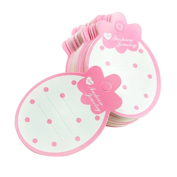 

50 Pieces Strawberry Shaped Paper Kids Hair Clips Hairpins Barrette Holders Display Card