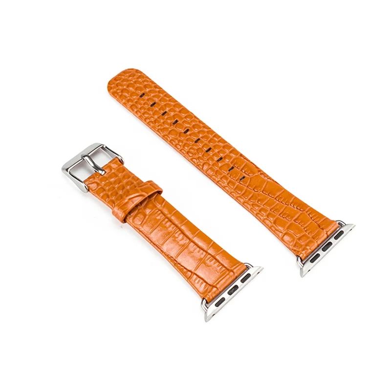 orange Кожаный ремешок для apple Watch band 4(iwatch 5) 44 мм 40 мм apple watch 3 2 1 ремешок 42 мм 38 мм Ремешки для наручных часов с крокодиловой полосой - Цвет ремешка: orange