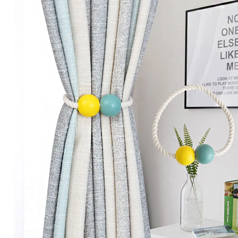 

Hot new wooden beads curtain strap decoration accessories magnet curtain accessories buckle holding magnetic curtain strap
