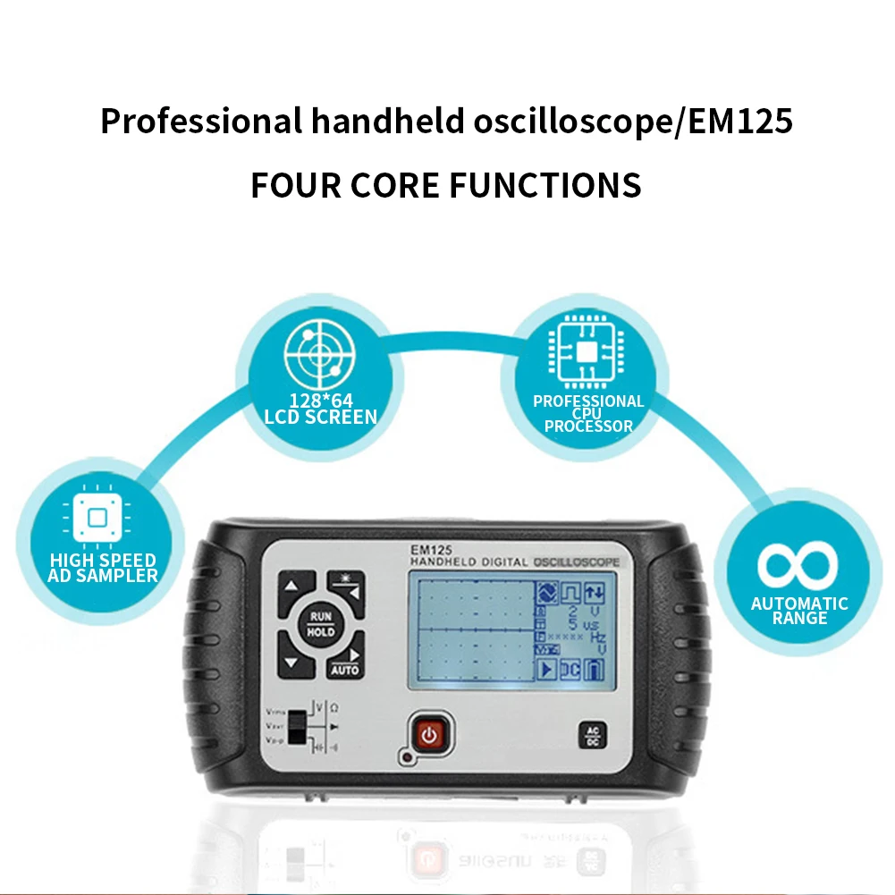 EM125 Professional Stable Intelligent LCD Screen Tools Accurate High Speed Handheld Oscilloscope Multifunction Easy Use Manual