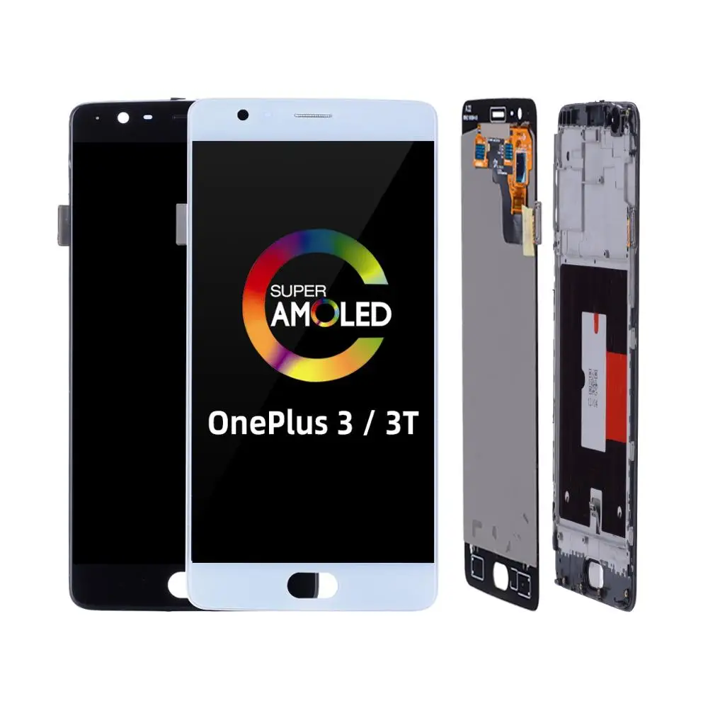 Сенсорный экран с рамкой в сборе дисплей для oneplus 3 сенсорный T замена на |