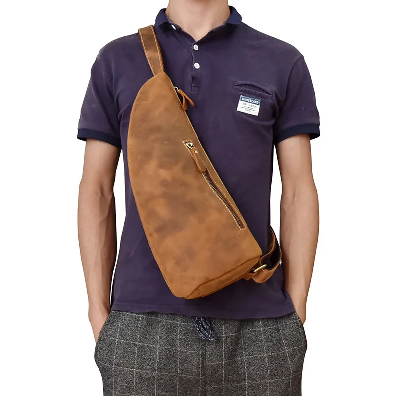 Luxury Designer Men Bag Genuine Leather Man Purse Chest Pack with Phone Pouch |