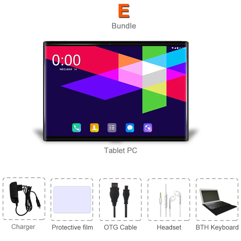 Комплект 5 Новинка, 10 дюймов, 6 ГБ+ 64 ГБ Android 8,0 Tablet Pc сим-карты Octa Core, Wi-Fi, FM, новая 4G Телефонный звонок ноутбук 7 8 9 Pad Планшеты - Комплект: Комплект 5
