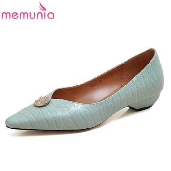 

MEMUNIA 2020 hot sale single shoes women pumps spring summer pointed toe Metal decoration comfortable office dress shoes woman