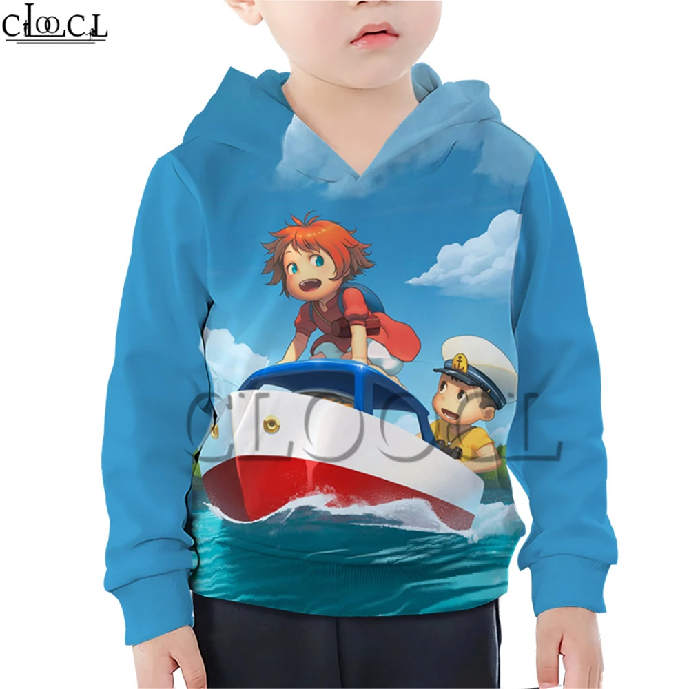 Hoodies 7 Детские толстовки с капюшоном в стиле аниме «Ponyo on The Cliff» Детский костюм с объемным рисунком для мальчиков и девочек уличная одежда с длинными рукавами, детские топы - Цвет: Hoodies 7