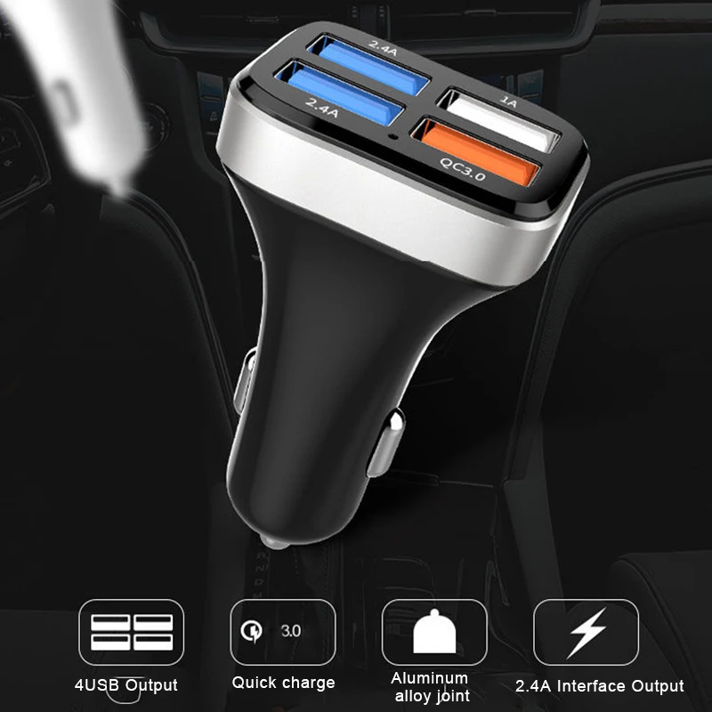 Автомобильное зарядное устройство Быстрая зарядка 4 usb порта для смартфонов автомобильные аксессуары H-best