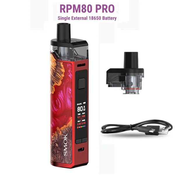 PRO Red wood SMOK RPM80 RPM80 PRO комплект Vape 80 Вт электронная сигарета 3000 мАч 18650 батарея 5 мл бак RPM сетка 0.4ohm RGC 0.17ohm VS RPM40 Pod - Цвет: PRO Red wood