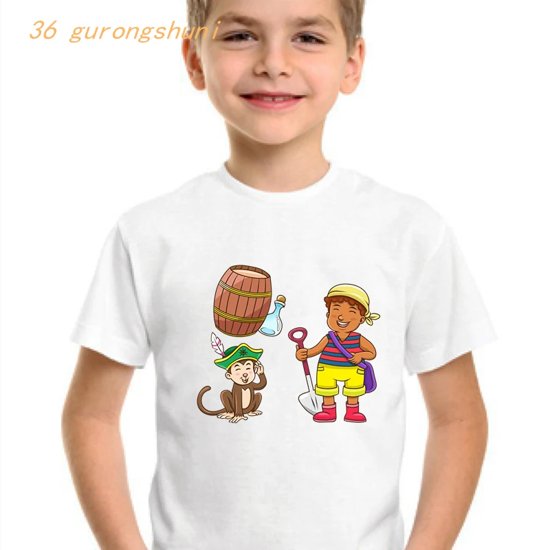 christmas shirts cartoon kids t shirt for boys kid clothing girl clothes children tshirt girls kawaii skull Pirate Parrot graphic tee boy t-shirt custom t shirts