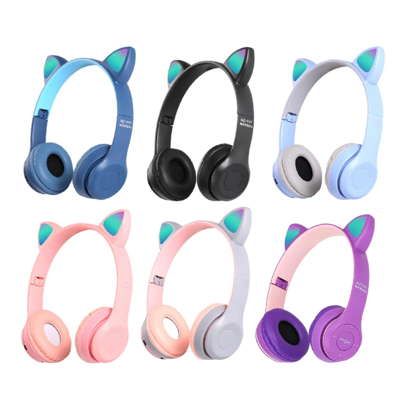 Auriculares con orejas de gato para hombre y mujer, audífonos estéreo con Bluetooth 5,0, orejeras suaves, reproductor MP3, auriculares para teléfonos móviles, portátiles, música|Auriculares - AliExpress