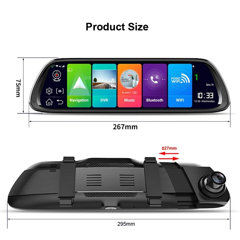 10 дюймов Android 8,1 4G зеркало заднего вида автомобиля Dvr камера Gps навигатор Bluetooth музыка Wifi Hd 1080P потоковое видео регистратор+ C10 3