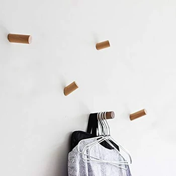 

Long Wooden Coat Hooks, Wall Mounted Single Wall Hook Rack, Clothes Hat Hanger Towel Rack (Beech Wood, 4 Inch)