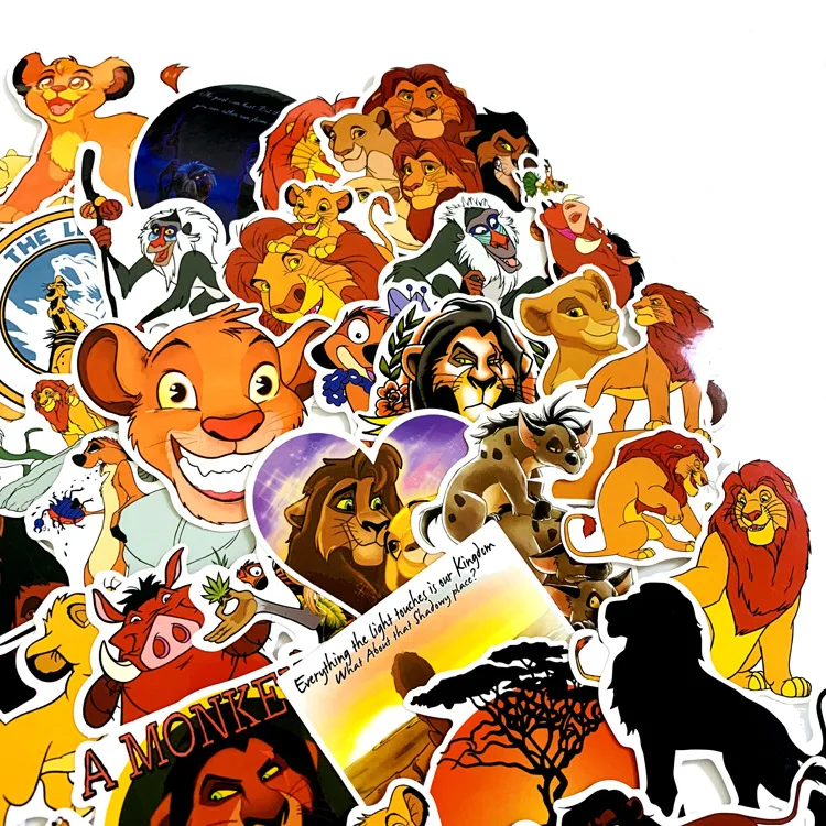 50 шт. ПВХ водонепроницаемый Simba Король Лев Мир животных крутые наклейки на элементы стайлинга для ноутбука и автомобиля телефон велосипеды багаж мотоцикл