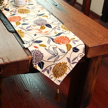 

Withme Table Runners Modern Track on the Table Decor Flower Setting Runner Tassel Fabric Cotton Tablecloths for Home and Kitchen