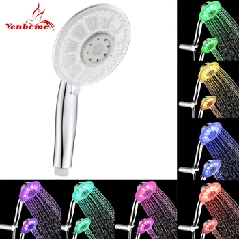 

LED High Pressure Self-luminous Pure Bathroom Shower Head Rainfalls Water Saving Nozzles Hand-held Temperature Control Sprayers