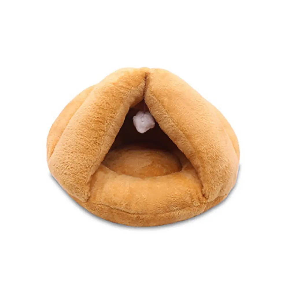beige Зимний теплый коврик для животных из бархата и мягкого флиса, утолщенное гнездо для домашних животных, кошек, маленьких собак, щенков, питомников, кроватей, котят, пещерный спальный мешок, домик для щенков - Цвет: beige