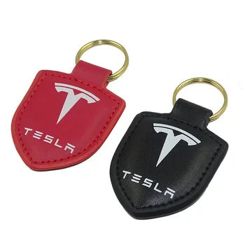 

Genuine Leather Keyring Keychain Key Fob for Tesla Model 3 Model X model S Car-styling Automobiles