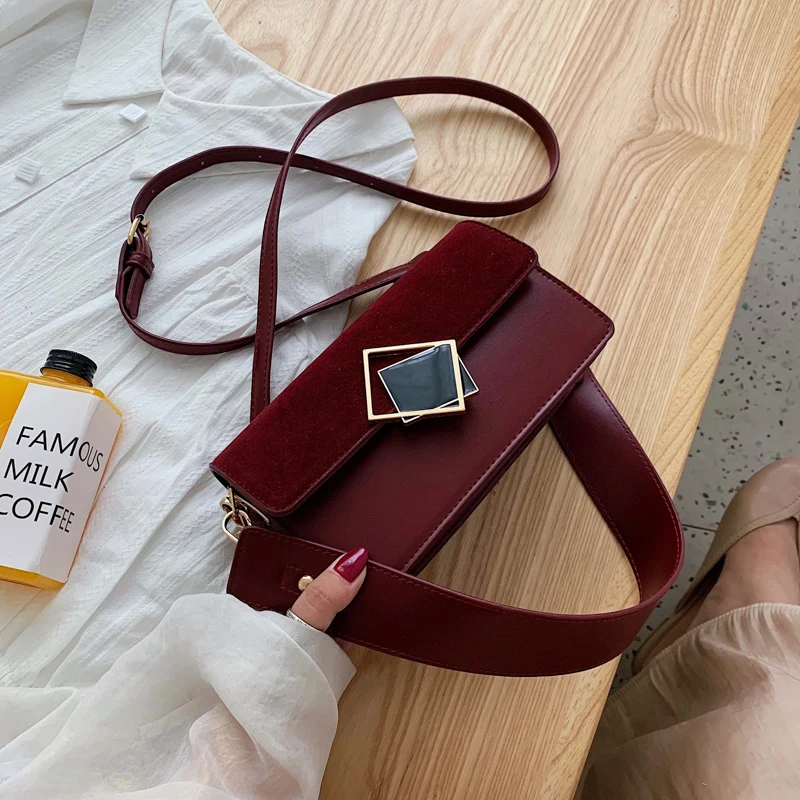 

Ladies Scrub Leather Flap Bag Brand Designer Female Handbag Vintage Wide Strap Shoulder Bags For Women Clutch Crossbody Bag