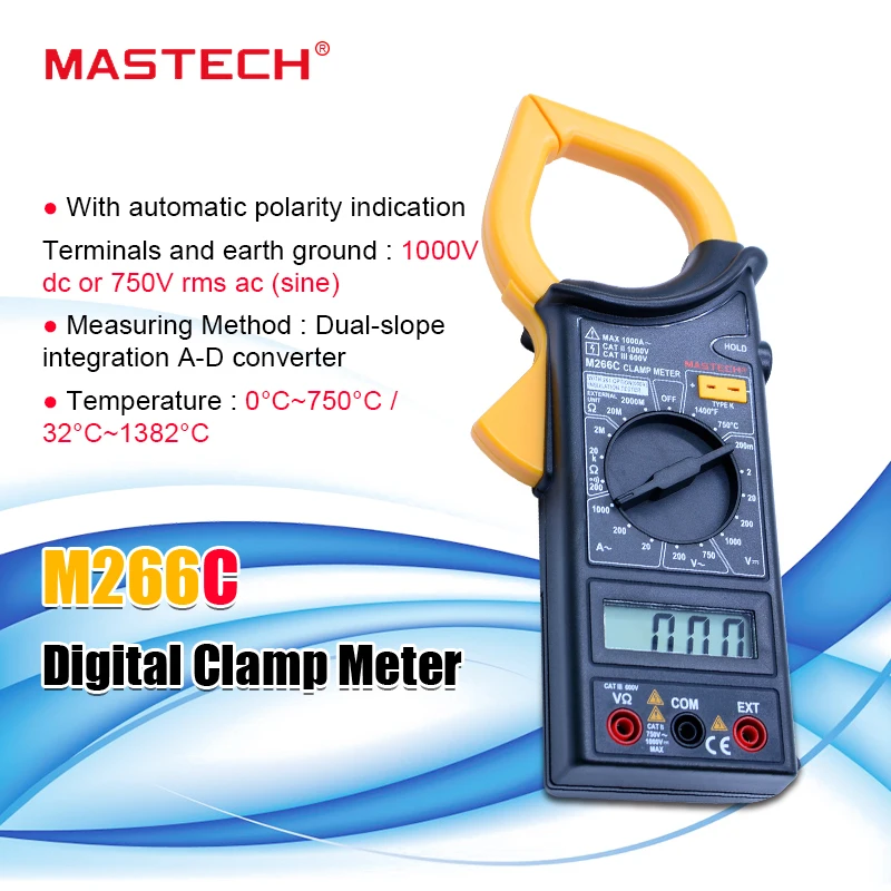 MASTECH M266C Digital Clamp Meter Voltmeter Ohmmeter ACVoltage AC.