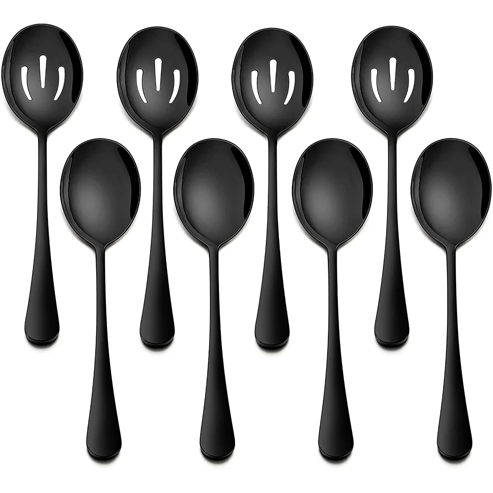8 Pcs Stainless Steel Serving Spoons Set Buffet Dinner Restaurant